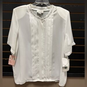 Jordan Woman White Embroidered Blouse 22W NWT Plus Size